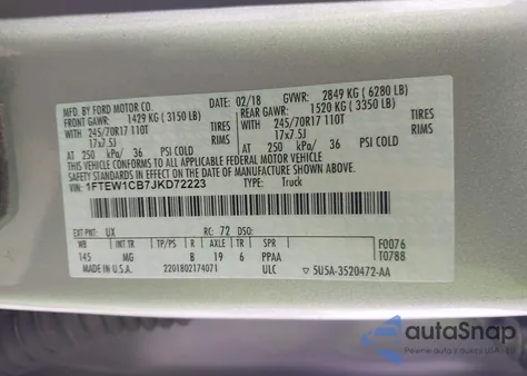 2018 Ford F-150 Xlt from USA, damaged, VIN 1FTEW1CB7JKD72223